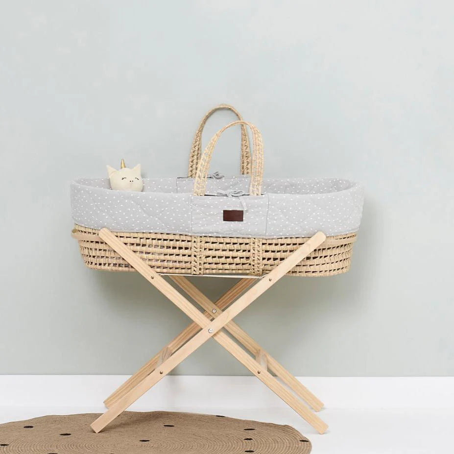 The Little Green Sheep Natural Quilted Rice Moses Basket & Mattress image 0