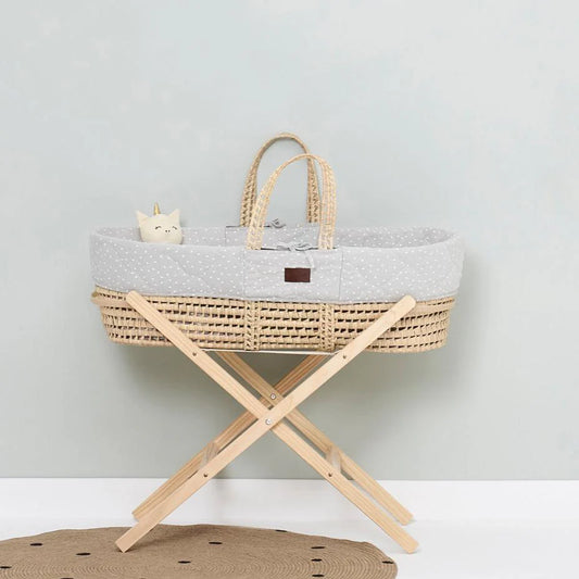 The Little Green Sheep Natural Quilted Rice Moses Basket & Mattress image 0