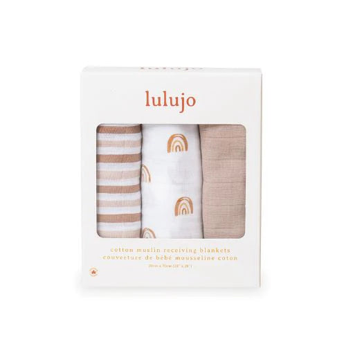 Lulujo Cotton Muslin Receiving Blankets - 3 Pack image 0