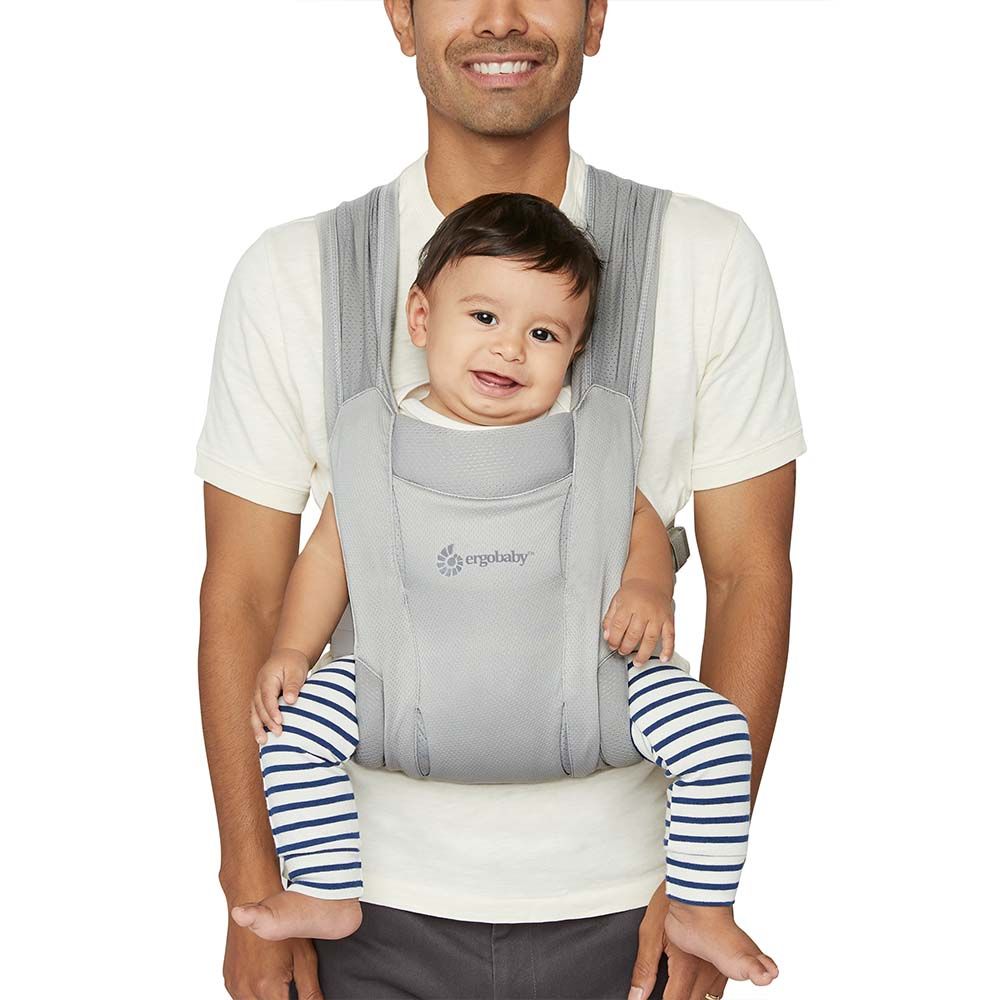 ErgoBaby Embrace Newborn Carrier Soft Mesh Soft Grey image 1