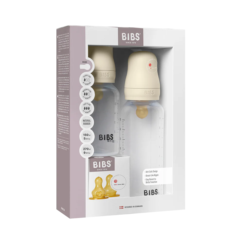 BIBS Baby Bottle Grow and Flow set 150ml/270ml Latex - Ivory