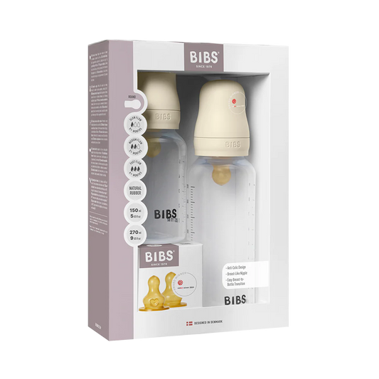 BIBS Baby Bottle Grow and Flow set 150ml/270ml Latex - Ivory