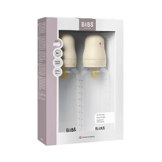 BIBS Baby BPA-Free PP Bottle Set 270ml 2 Pack Latex - Ivory