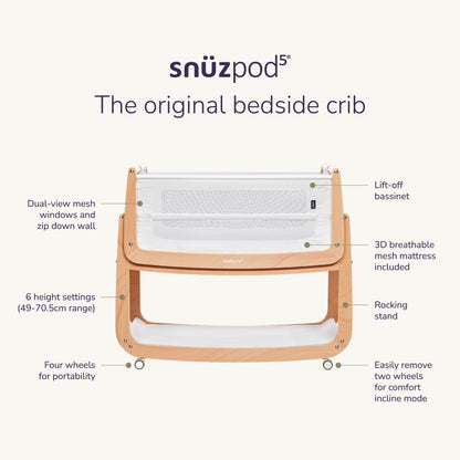 Snüz SnuzPod5 Bedside Crib - Sage