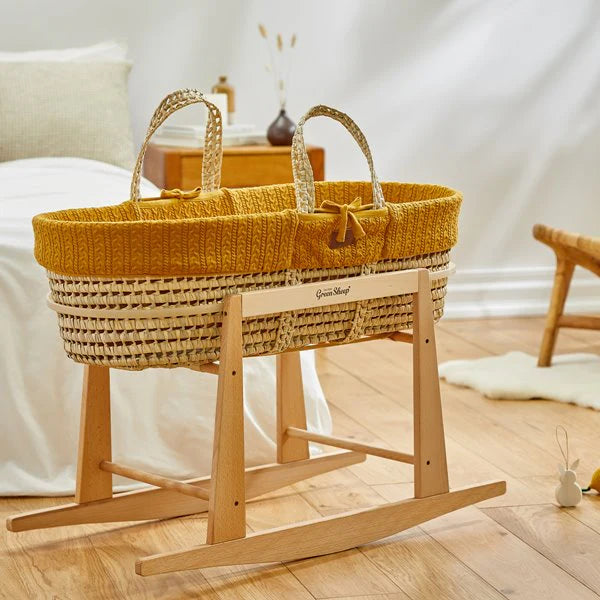 The Little Green Sheep Organic Knitted Moses Basket + Mattress image 1