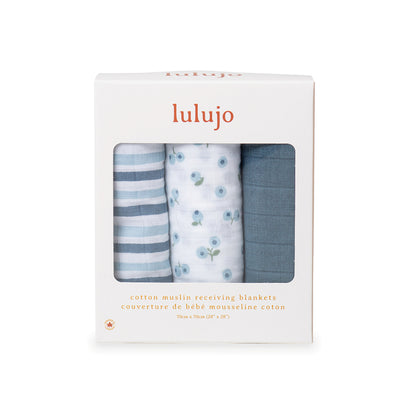 Lulujo Cotton Muslin Receiving Blankets - 3 Pack image 3