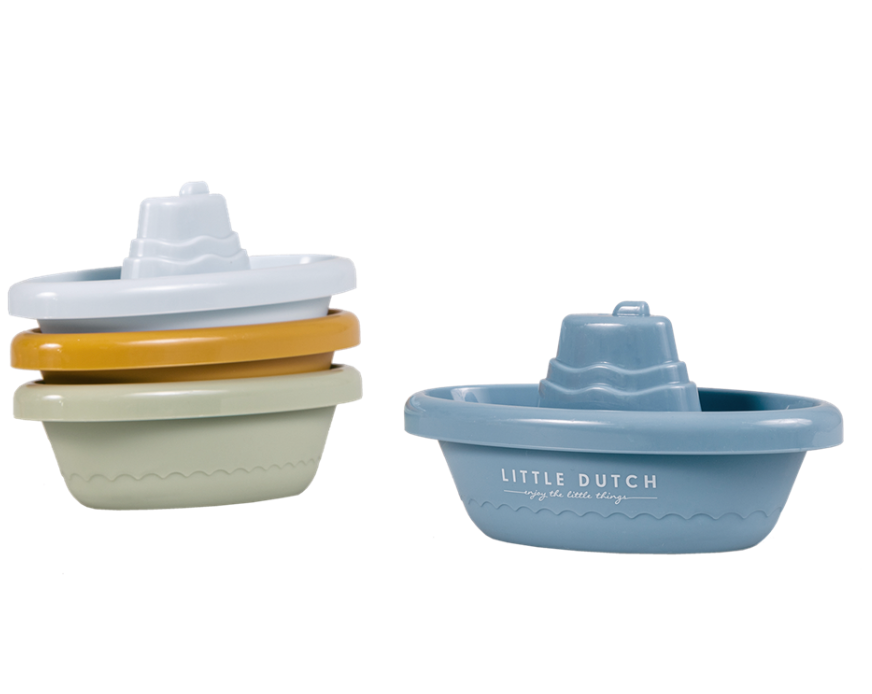 Little Dutch Stackable Bath Boats Blue image 0