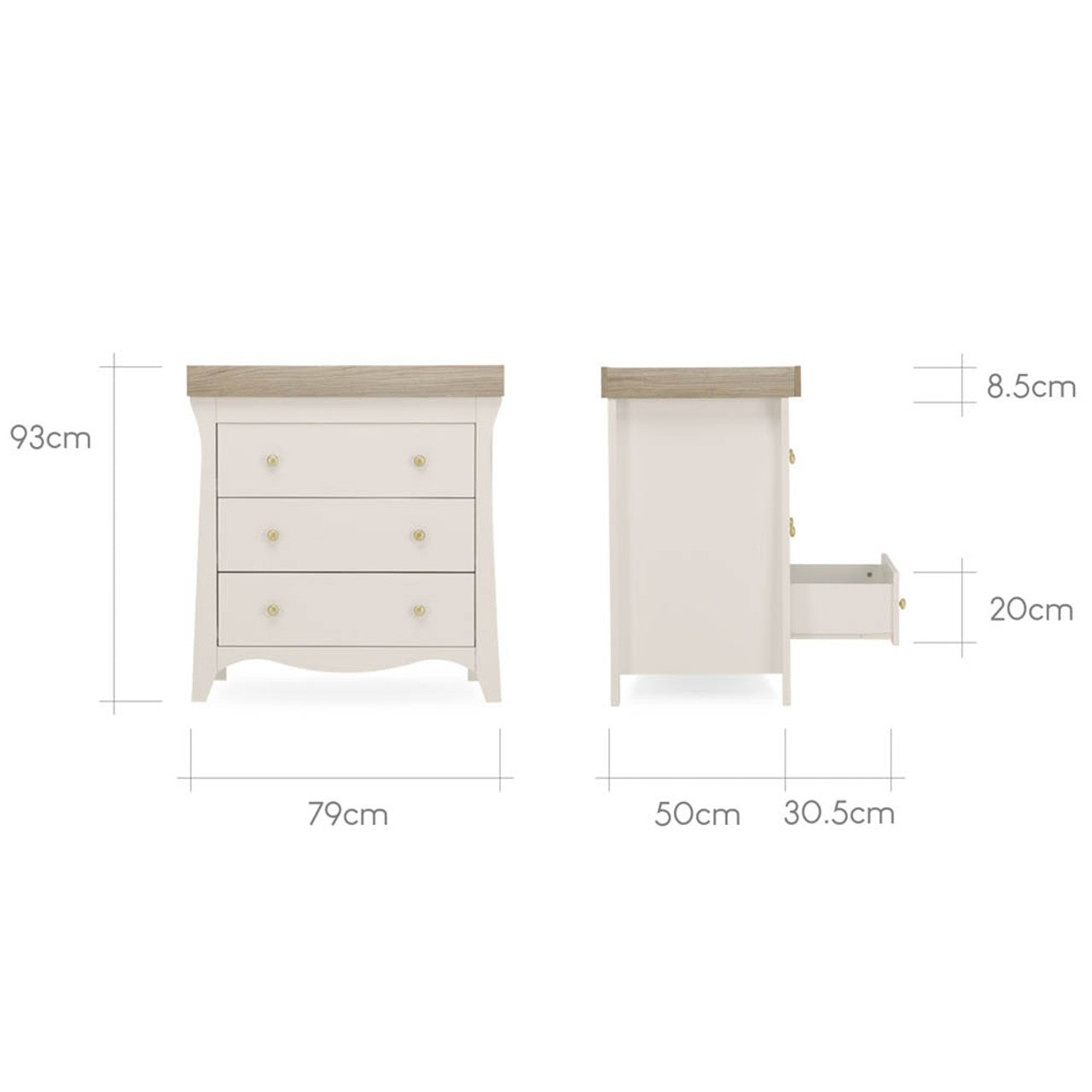 CuddleCo Clara 3 Piece Nursery Furniture Set - Cashmere & Ash