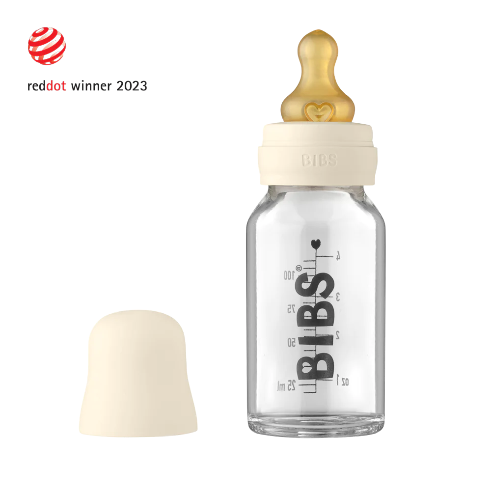 BIBS Baby Glass Bottle Complete Set 110ml - Ivory image 0